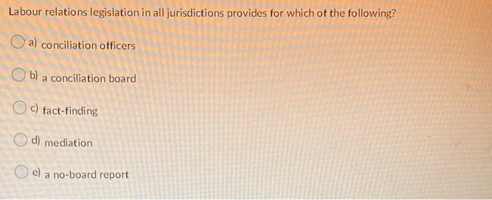 Labour relations legislation in all jurisdictions