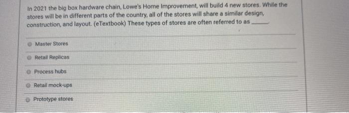 in 2021 the big box hardware chain, Lowe's Home