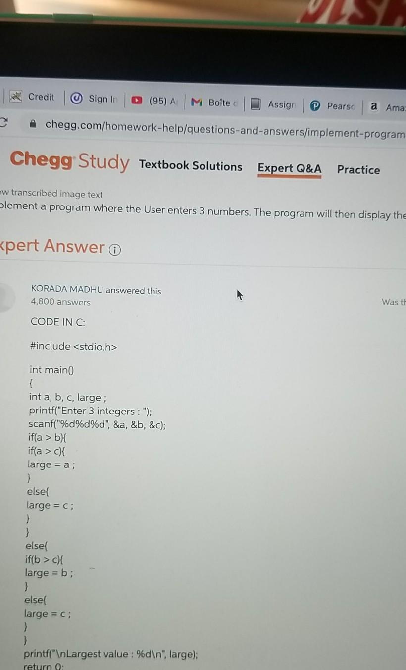 Credit Sign In (95) AM Boite Assign P Pearso a