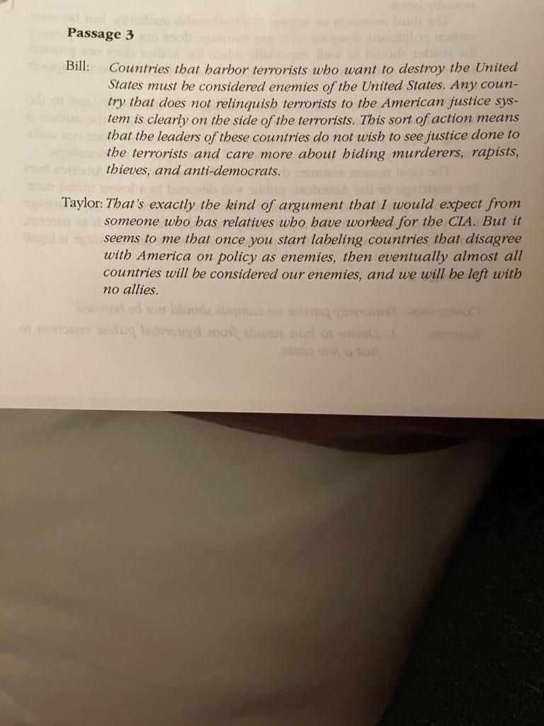 What type of fallacy is this? Passage 3 Bill:
