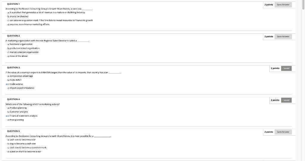 QUESTION 2 points Save Answer According to the