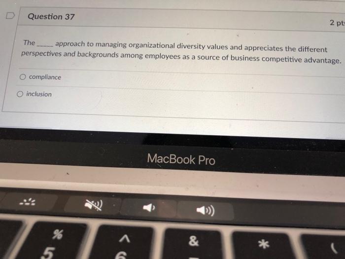 D Question 37 2pt: The approach to managing