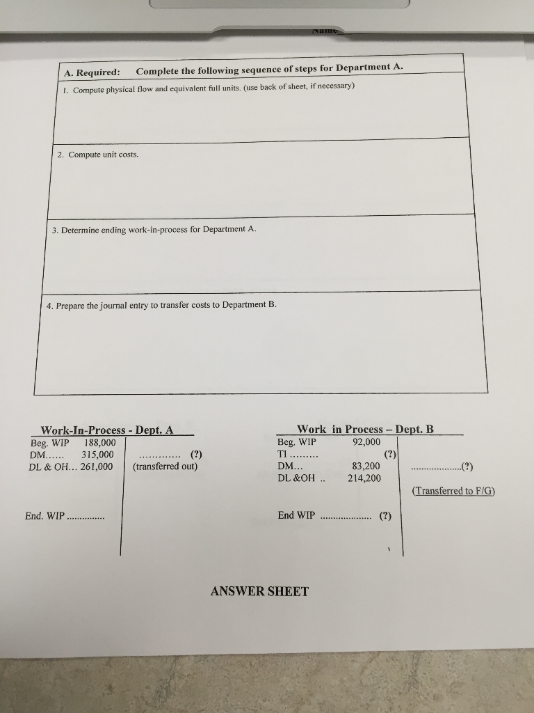 solve this with showing the steps Process Costing