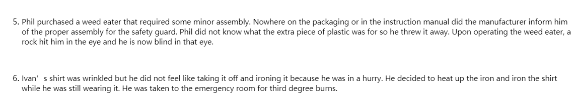 Determine whether each product described below is