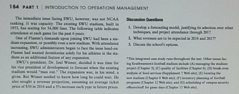 154 PART 1 INTRODUCTION TO OPERATIONS MANAGEMENT