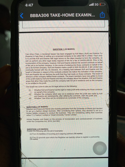 4:47 ..1 3G O BBBA306 TAKE-HOME EXAMIN...