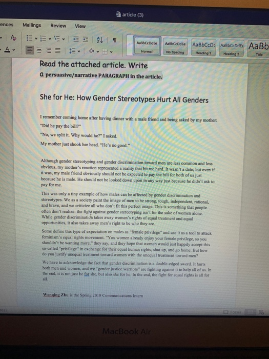 article (3) ences Mailings Review View AL Abbcode