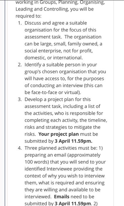 working in Groups, Planning, Organising, Leading