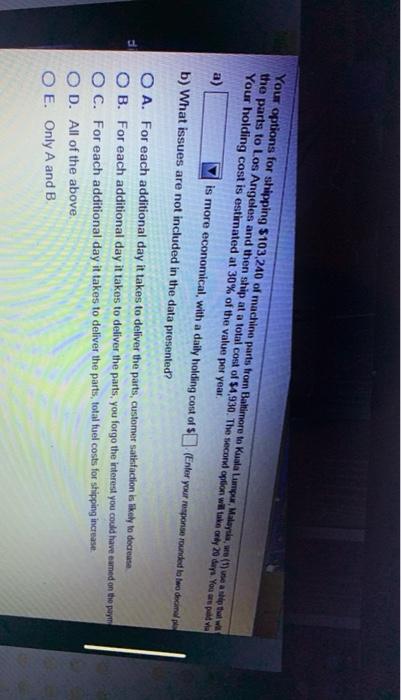 Your options for shipping 5103,240 of machine