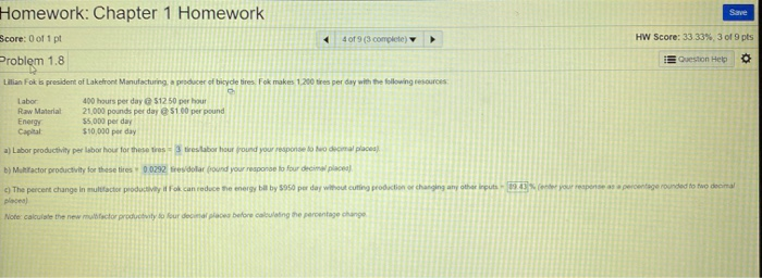 Save Homework: Chapter 1 Homework Score: 0 of 1