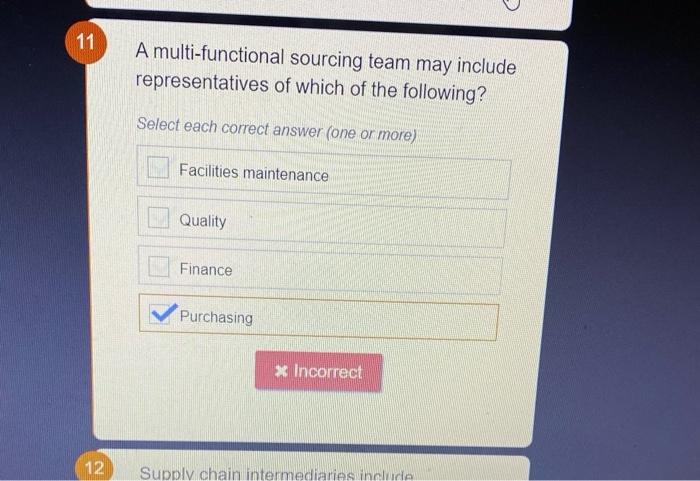 11 A multi-functional sourcing team may include