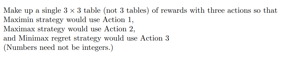 Make up a single 3 x 3 table (not 3 tables) of