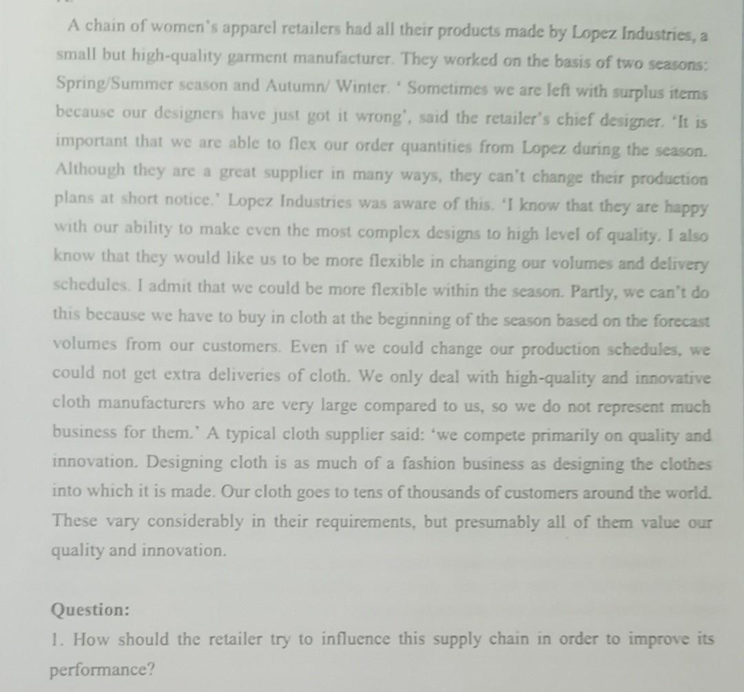 A chain of women's apparel retailers had all