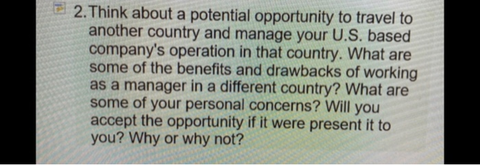 2. Think about a potential opportunity to travel