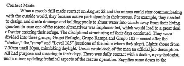 / 69 DAYS OF STRESS On August 5, 2010, 33 miners