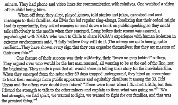 / 69 DAYS OF STRESS On August 5, 2010, 33 miners