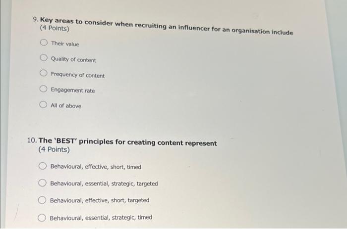 helppp! 9. Key areas to consider when recruiting