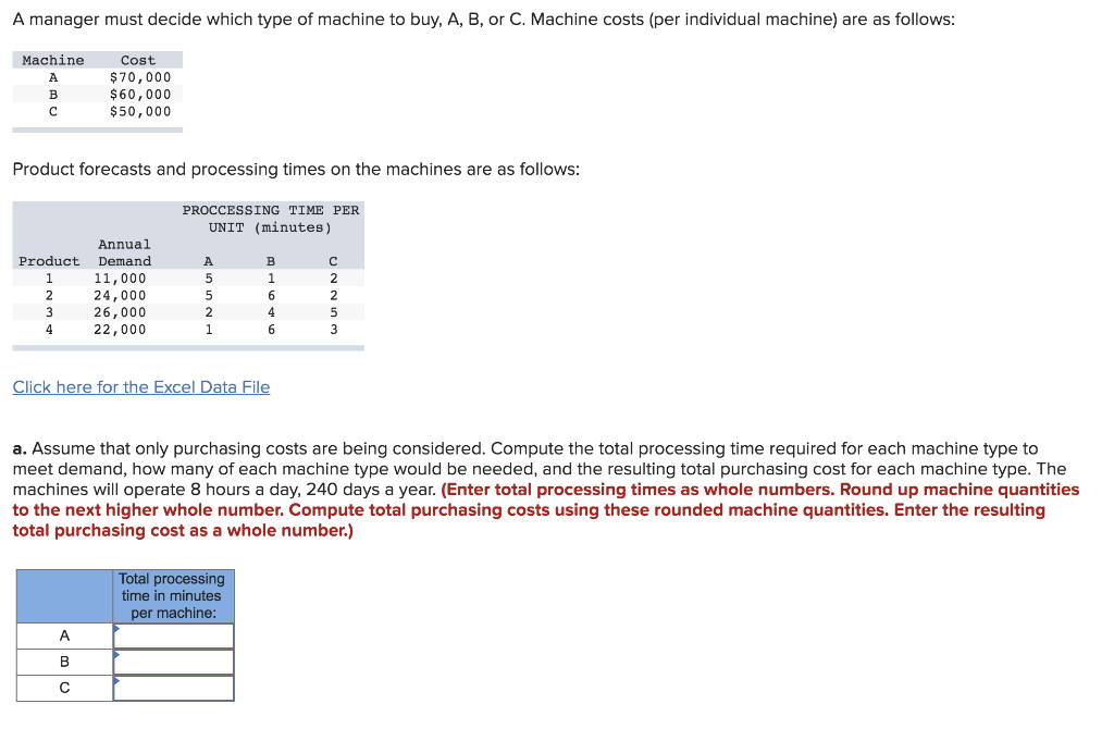 A manager must decide which type of machine to