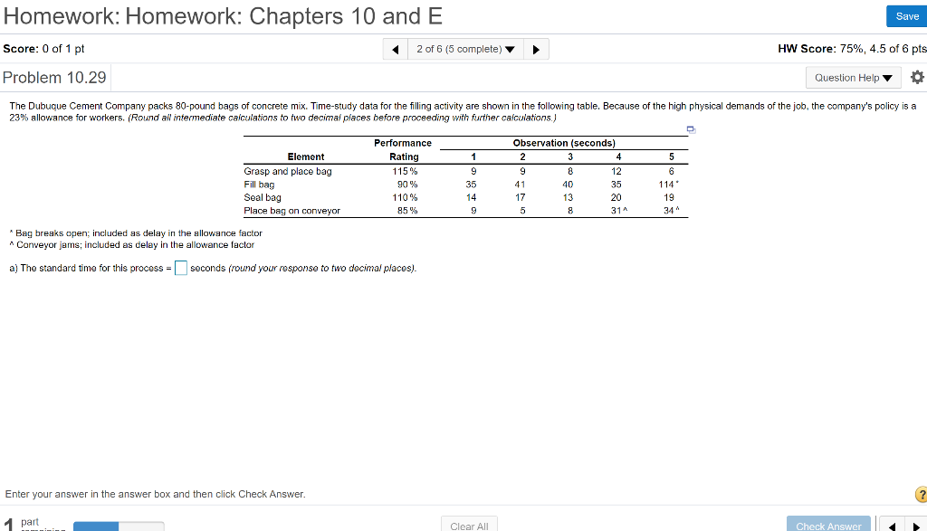 Homework: Homework: Chapters 10 and E Save Score: