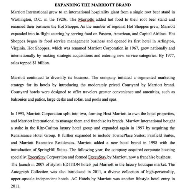 EXPANDING THE MARRIOTT BRAND Marriott