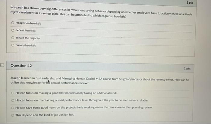 Question 45 1 pts Based on research, people make