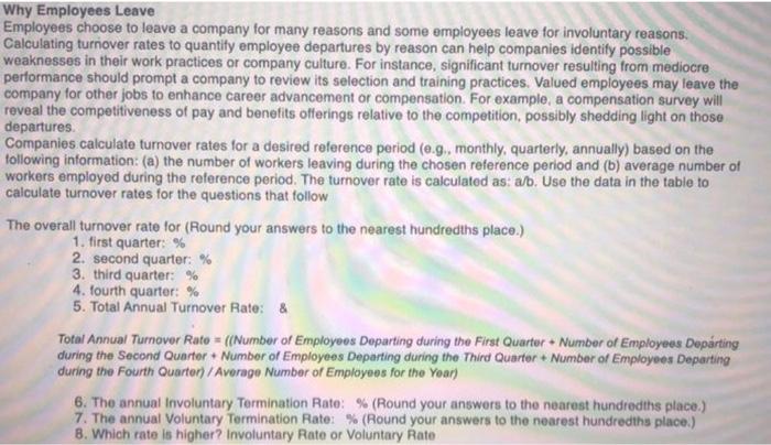 Why Employees Leave Employees choose to leave a