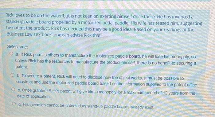 Rick loves to be on the water but is not keen on