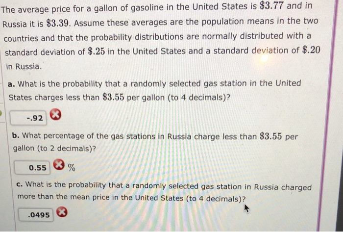 The average price for a gallon of gasoline in the