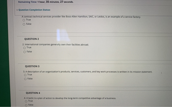 Remaining Time: 1 hour, 35 minutes, 27 seconds.