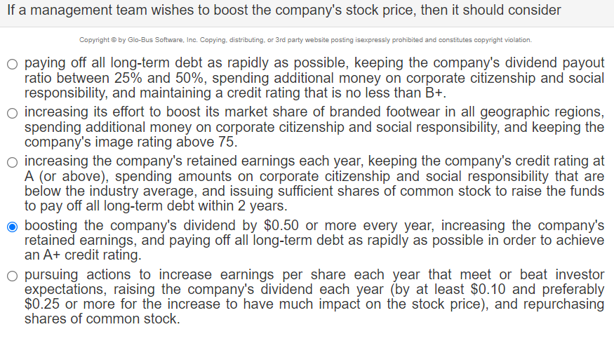 If a management team wishes to boost the