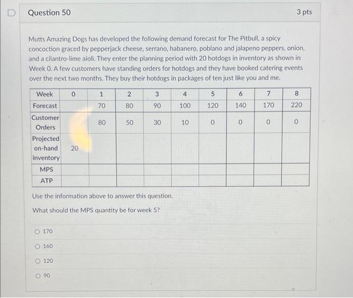 Question 50 3 pts Mutts Amazing Dogs has
