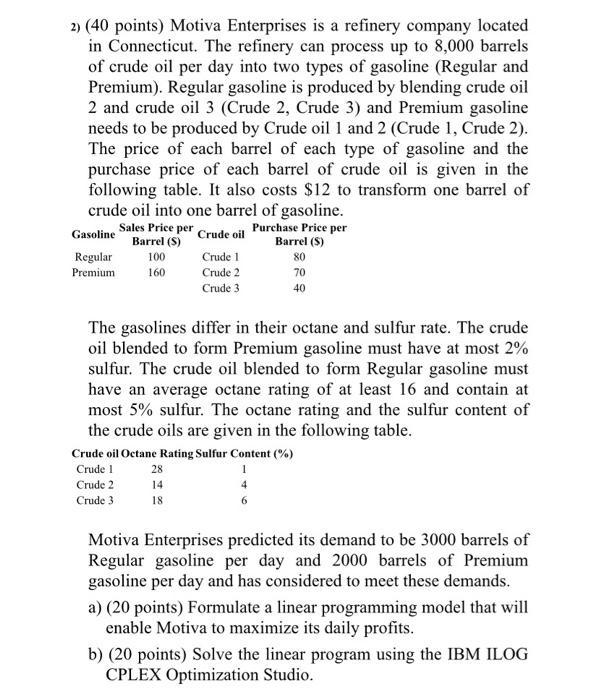please help with part b 2) (40 points) Motiva