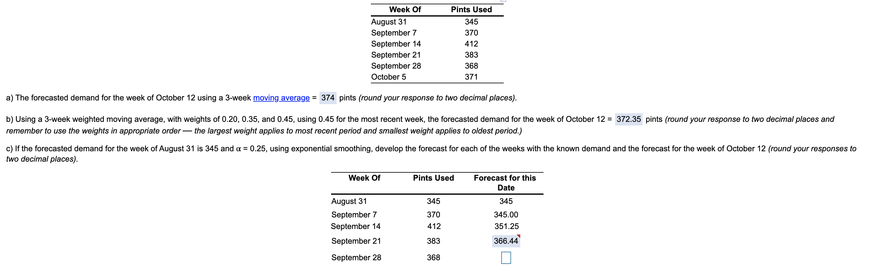 Please answer for September 28th and October 5th.