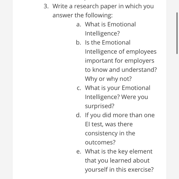 3. Write a research paper in which you answer the