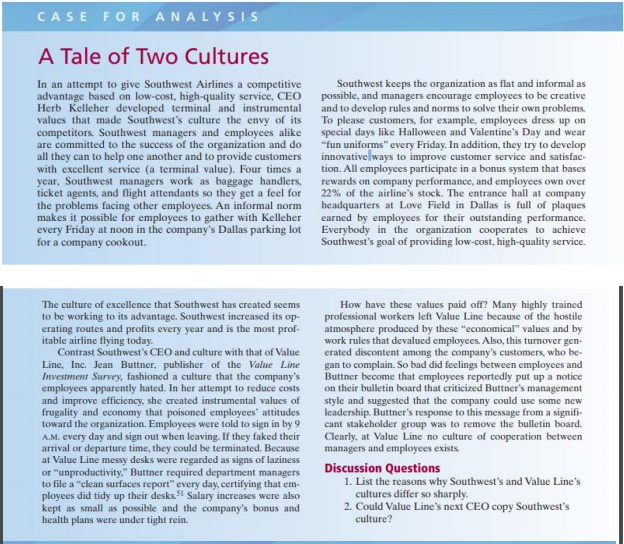 CASE FOR ANALYSIS A Tale of Two Cultures In an