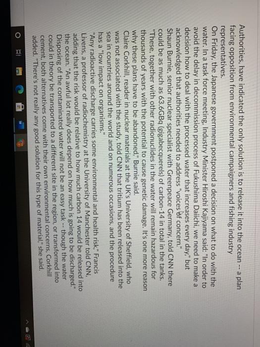 Part 2 - Fukushima water release could change