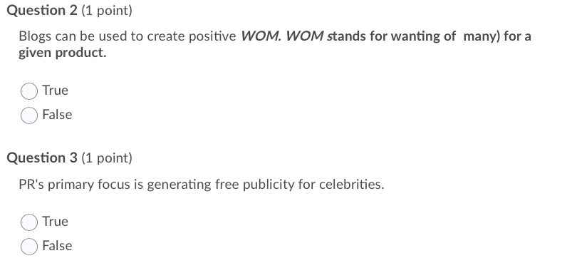 MARKETING HELP PLEASE Question 2 (1 point) Blogs