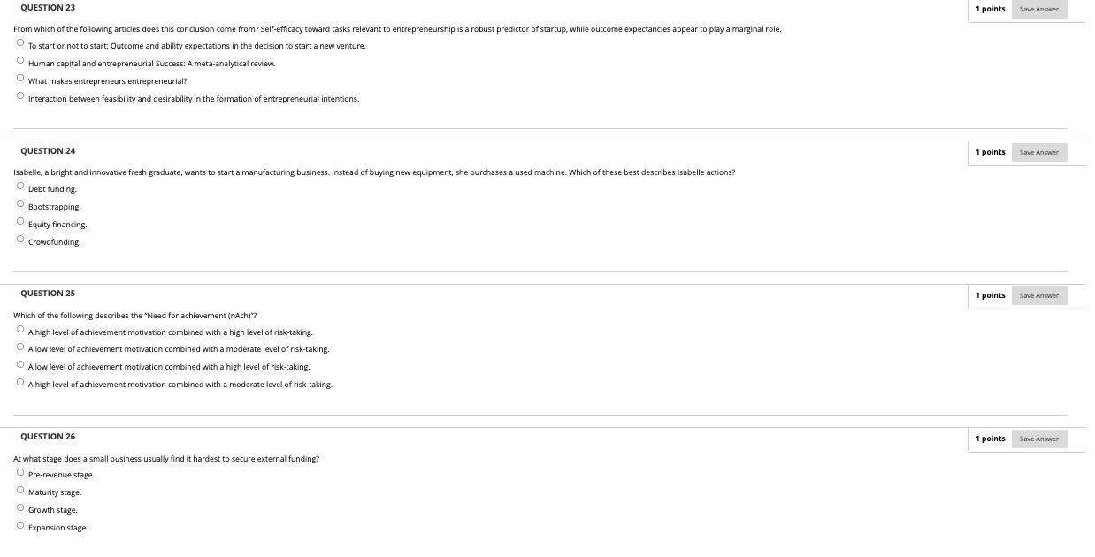 1 points Save Answer QUESTION 23 From which of