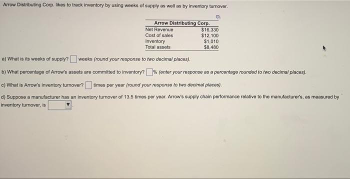 Arrow Distributing Corp, likes to track inventory