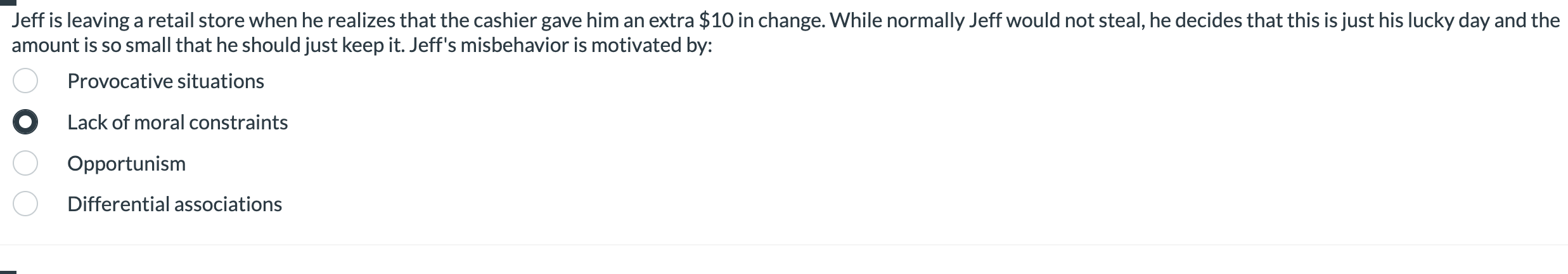 Jeff is leaving a retail store when he realizes