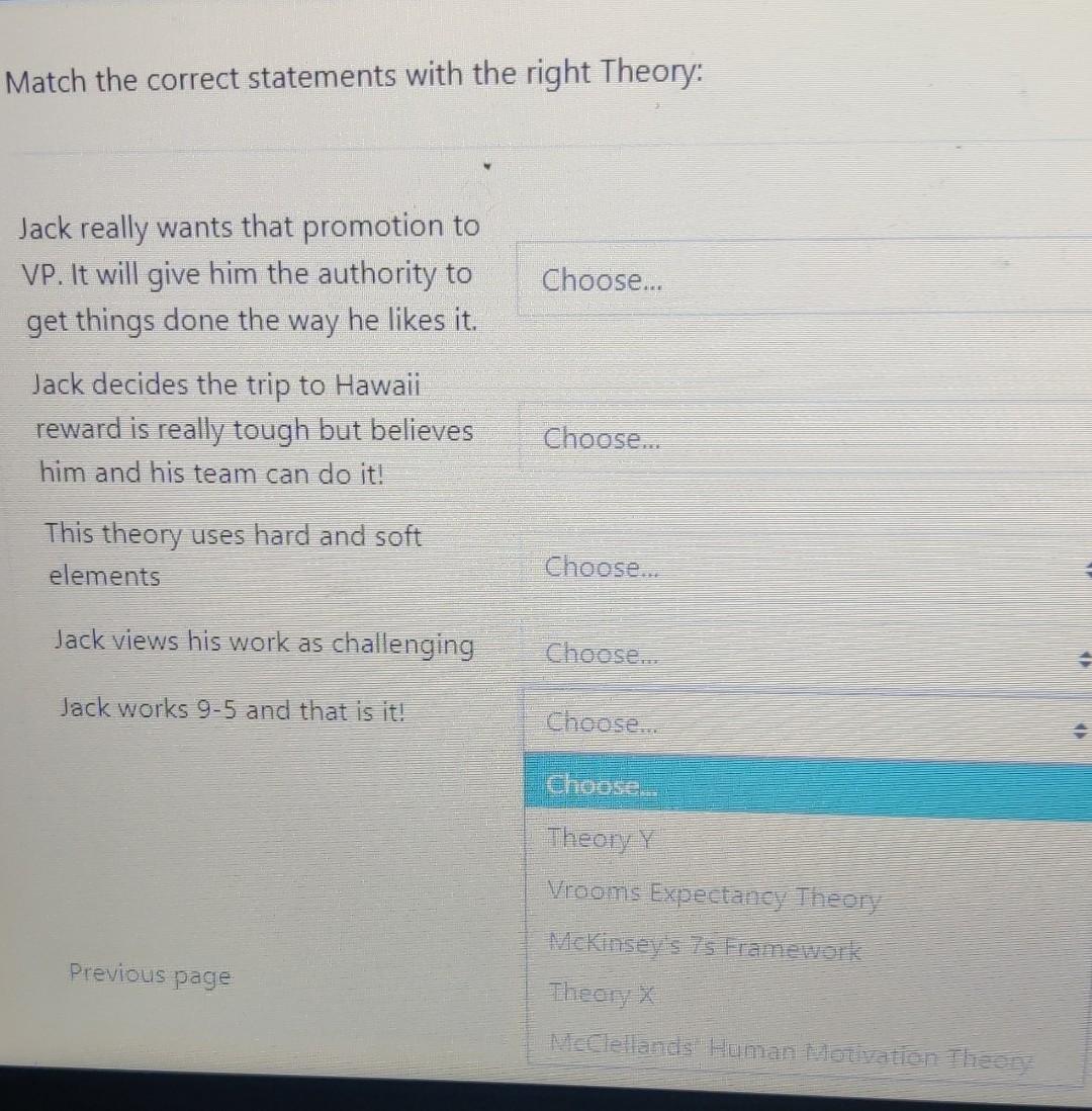 Match the correct statements with the right