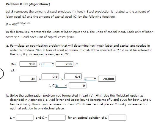 S = Problem 8-08 (Algorithmic) Let S represent