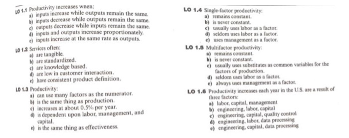 11.1 Productivity increases when: inputs increase