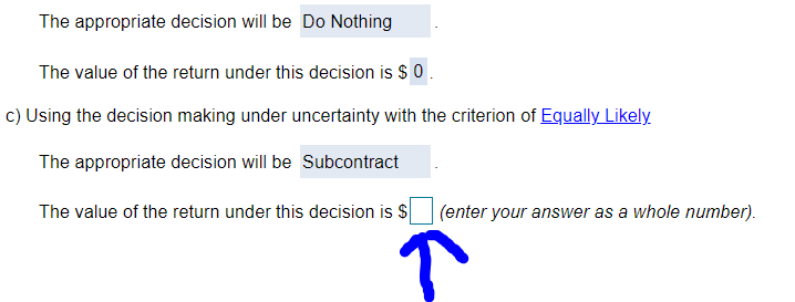 Given the following conditional value table:
