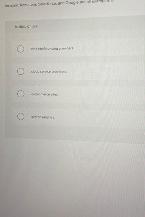 Amazon, Kamatera, Salesforce, and Google are all