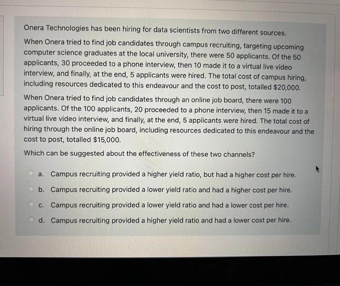 Onera Technologies has been hiring for data