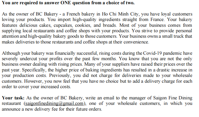 You are required to answer ONE question from a