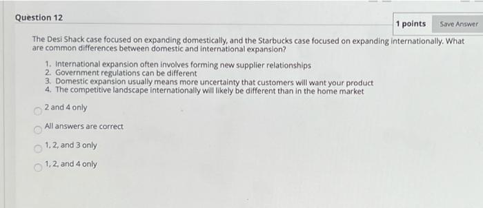 Save Answer Question 11 1 points You own a