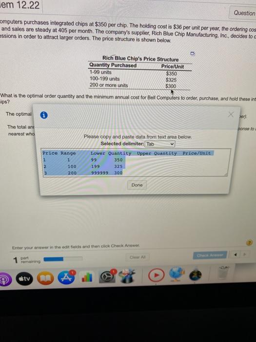 Problem 12.22 Question Help Bell Computers