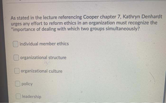 As stated in the lecture referencing Cooper
